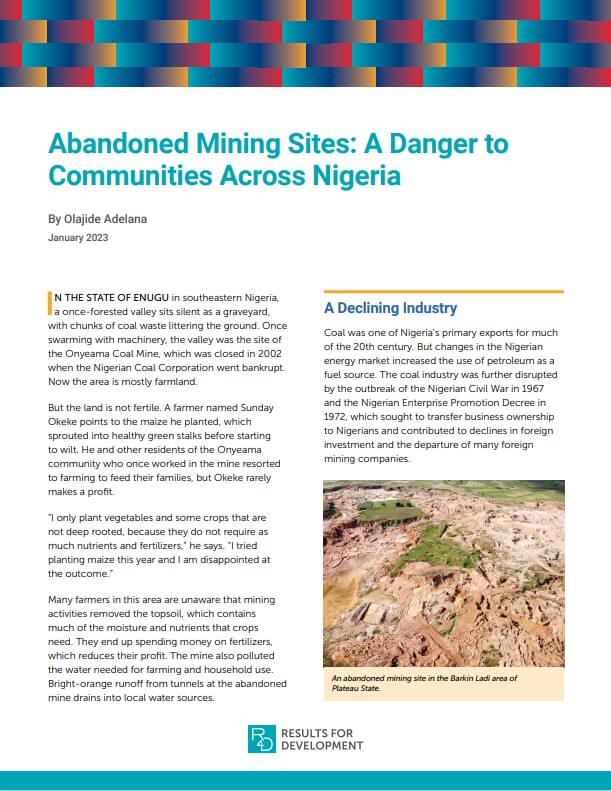 Abandoned Mining Sites a Danger to Communities Across Nigeria