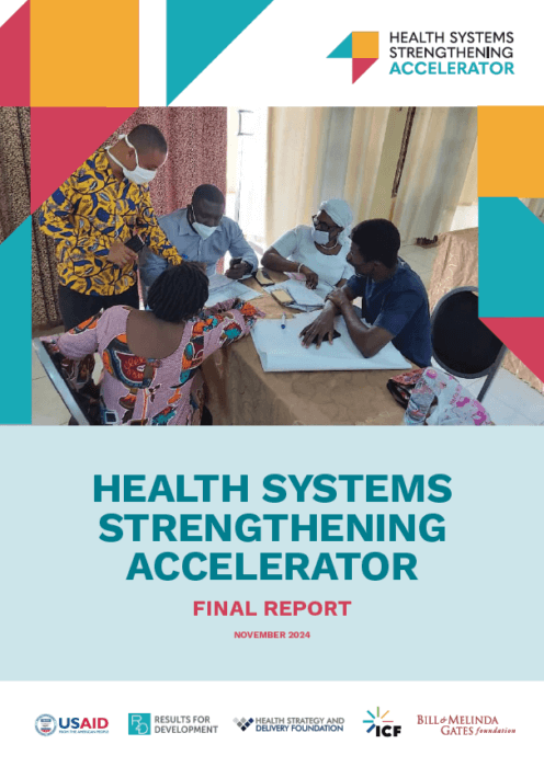 Health systems strengthening accelerator final report - report cover image