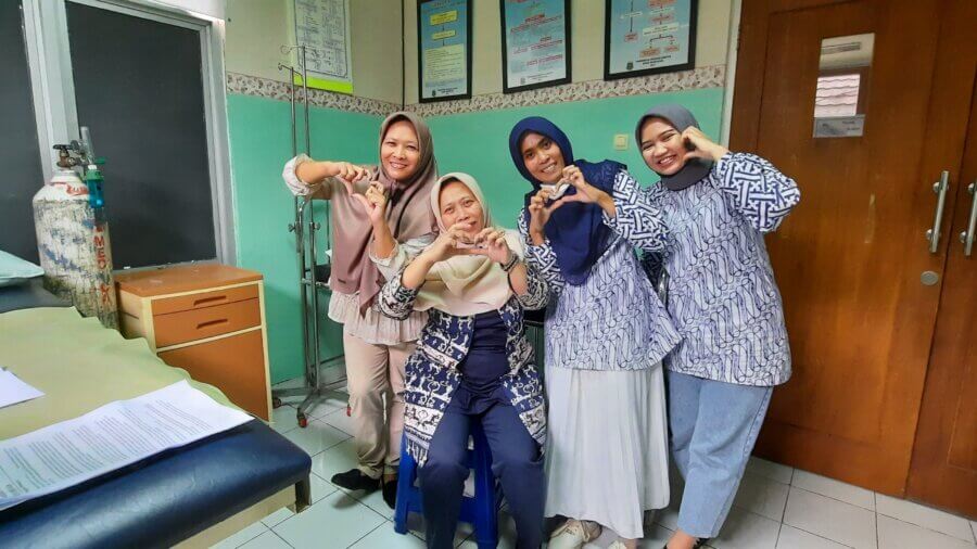 Midwives at Puskesmas Singandaru maternal child health care facility in Indonesia