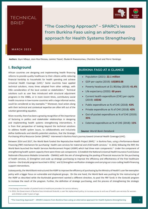 SPARC technical brief on using the coaching approach in Burkina Faso