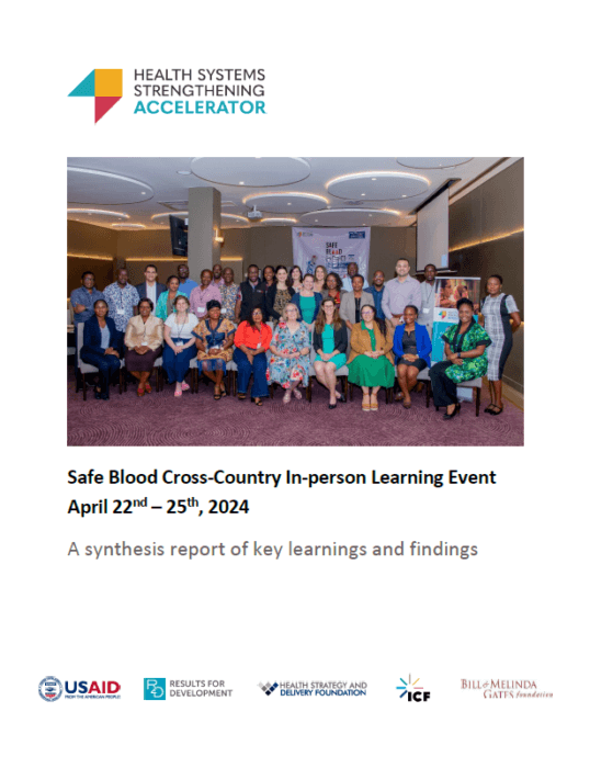 Synthesis report safe blood cross country in person learning event - cover image