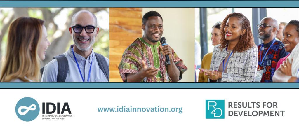 International development innovation alliance (IDIA) and Results for Development (R4D) banner